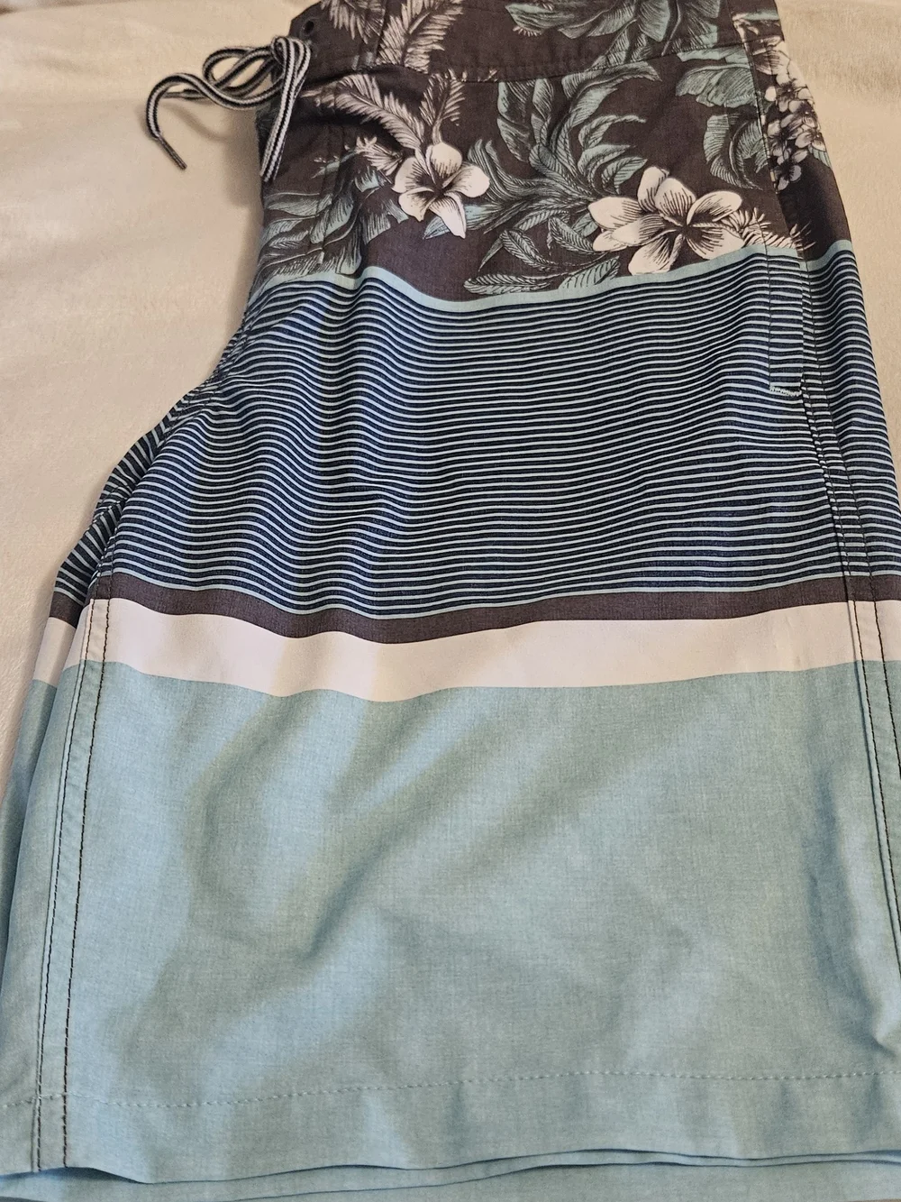 Goodfellow & Co Aqua Blue & Red and Light Gray Swim Trunks